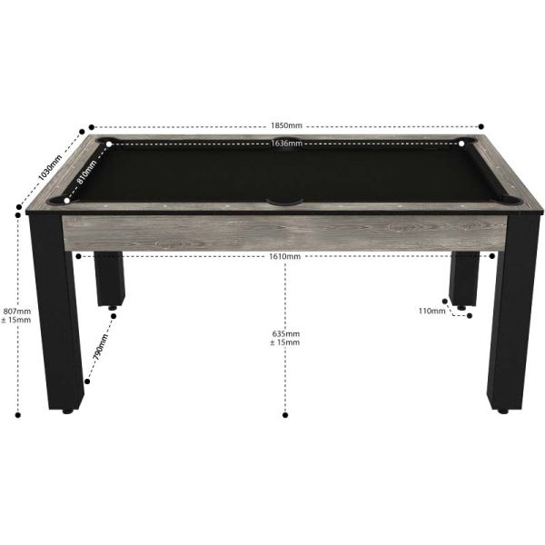 Billard convertible table 6 personnes Texas + plateaux dinatoires + pack accessoires Confort - JGF-0418