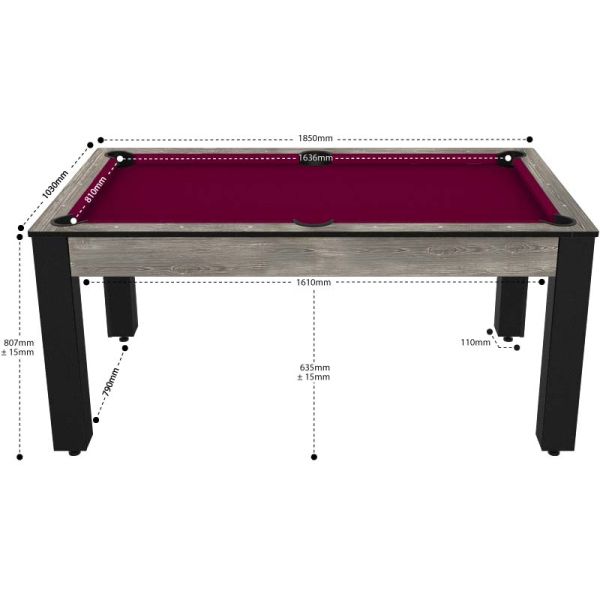 Billard convertible table 6 personnes Texas + plateaux dinatoires + pack accessoires Confort - JGF-0419