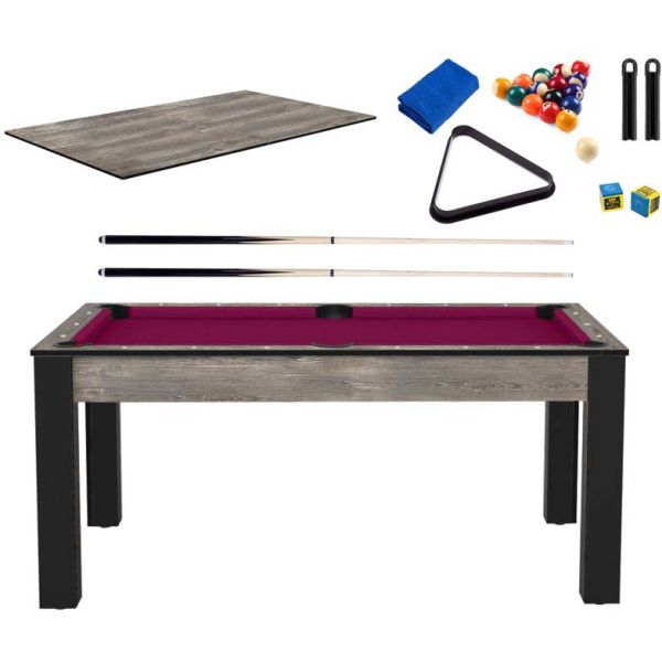 Billard convertible table 6 personnes Texas + plateaux dinatoires + pack accessoires Confort