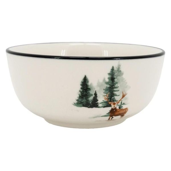 Vaisselle en porcelaine décor Cerf et Sapin, style fait main - 34,90