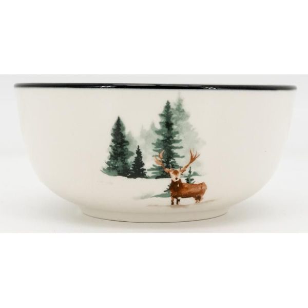 Vaisselle en porcelaine décor Cerf et Sapin, style fait main - 5