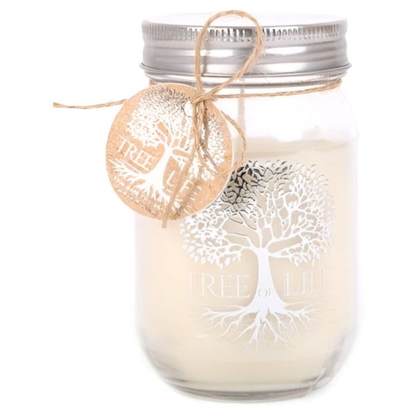 Bougie Mason Jar Tree of Life 12 cm