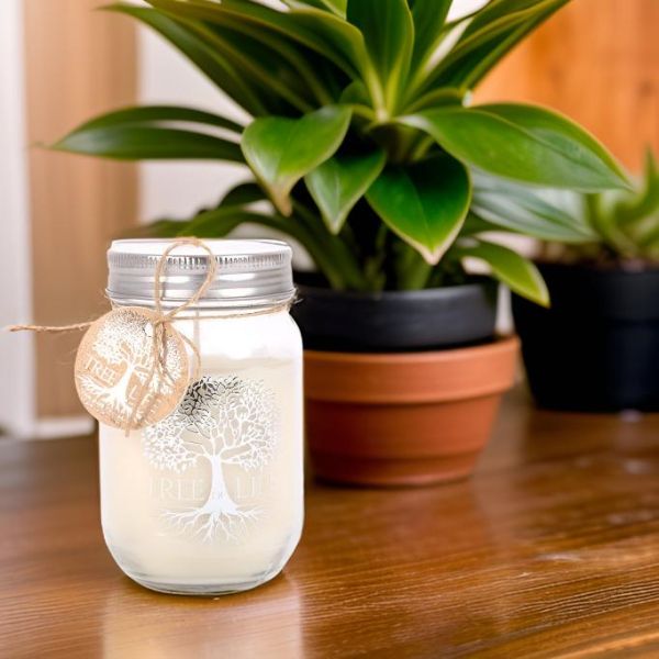 Bougie Mason Jar Tree of Life 12 cm - SIL