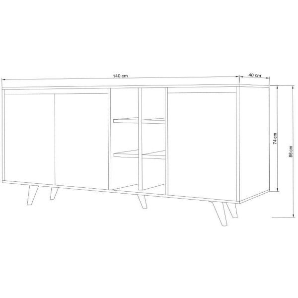 Buffet 3 portes avec niches Prava - ASI-1389