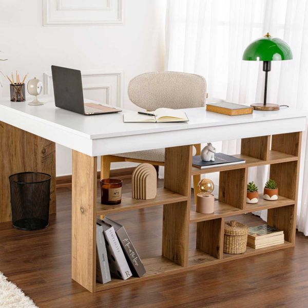 Bureau en aggloméré avec rangements Vesper - HANAH HOME