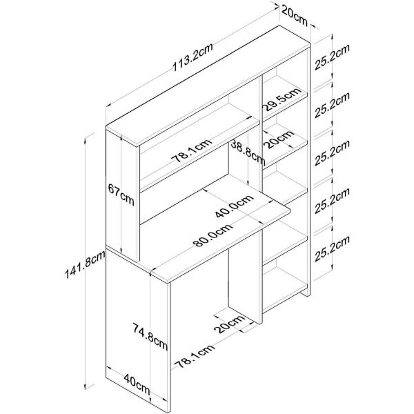 Bureau avec niches de rangement Simplicity - ASI-1030