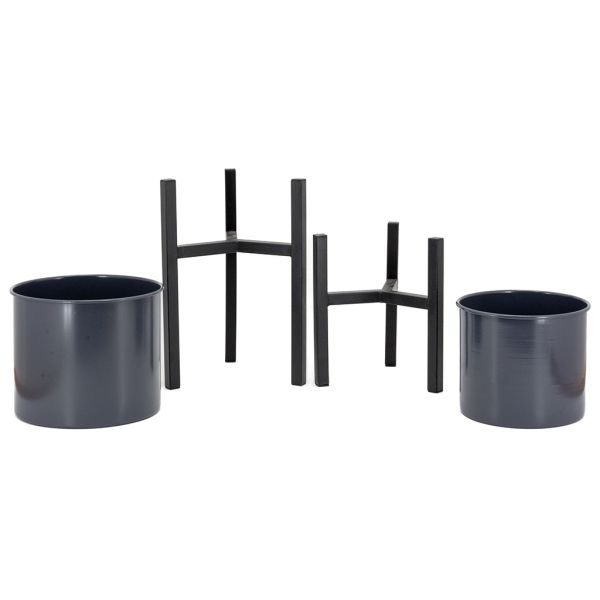 Cache-pots en métal noir Graph (Lot de 2) - 49,90