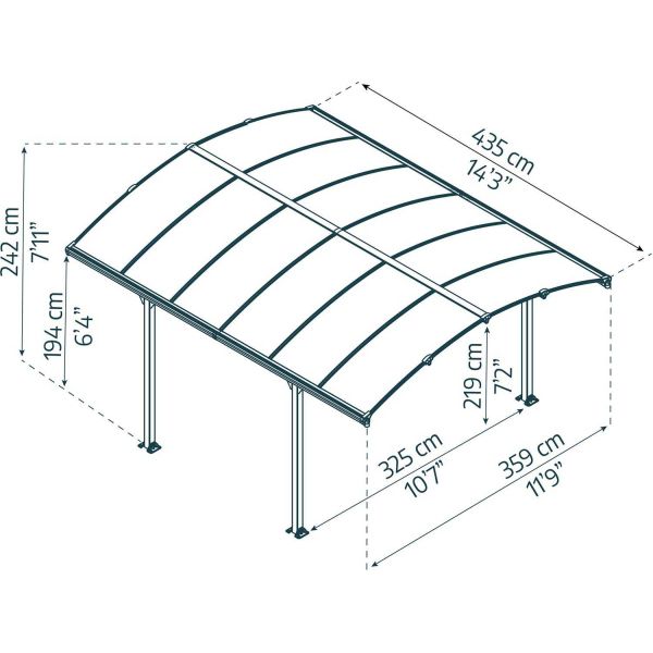 Carport en aluminium et polycarbonate Arcadia - PAA-0418