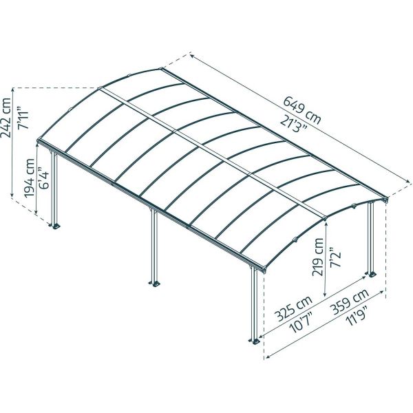 Carport en aluminium et polycarbonate Arcadia - PAA-0419