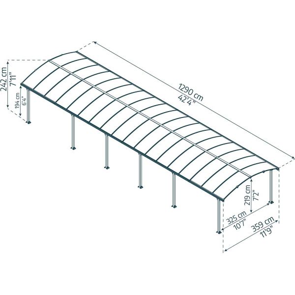 Carport en aluminium et polycarbonate Arcadia - PAA-0422