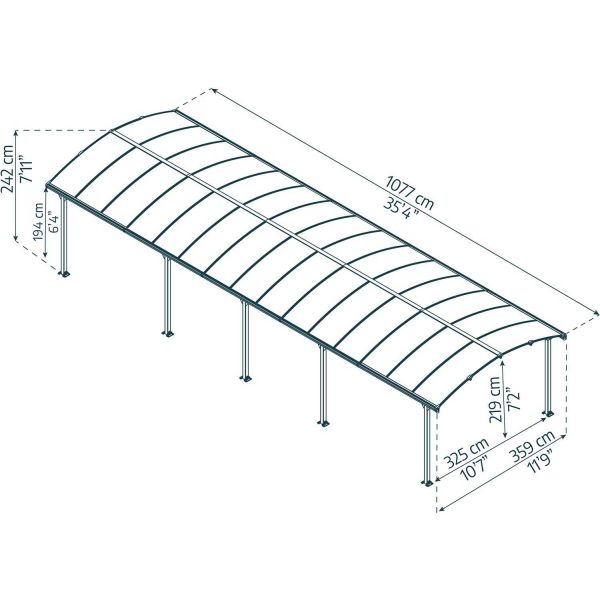 Carport en aluminium et polycarbonate Arcadia - PAA-0421