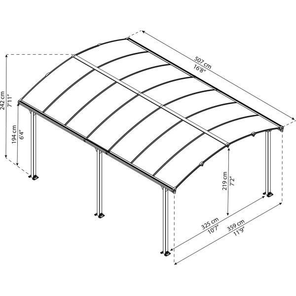 Carport en aluminium et polycarbonate Arcadia - PAA-0417