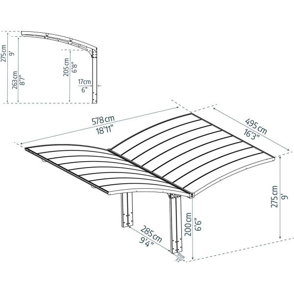 Carport en aluminium et polycarbonate Arizona Breeze - PAA-0411