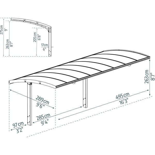 Carport en aluminium et polycarbonate Arizona Breeze - PAA-0410