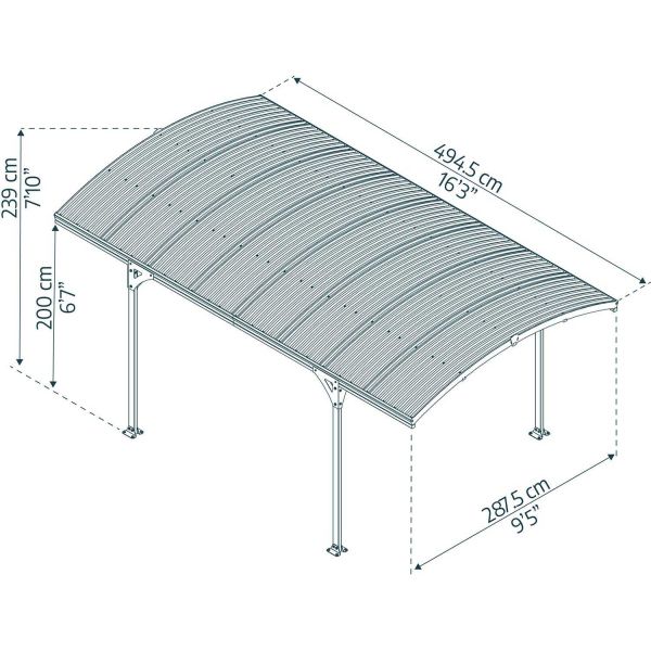 Carport en aluminium et polycarbonate Atlas - PAA-0414