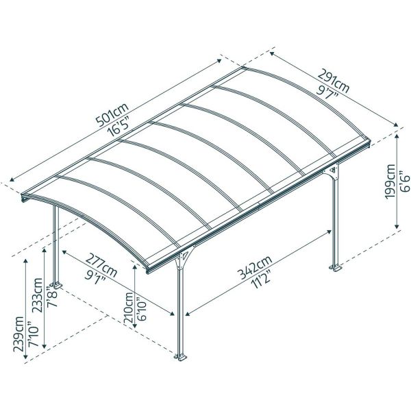 Carport en aluminium et polycarbonate Vitoria - PAA-0415