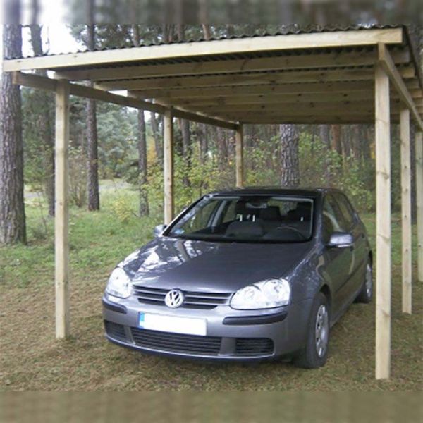 Carport en bois et panneaux ondulés 3x5 m Budget - GARDENAS