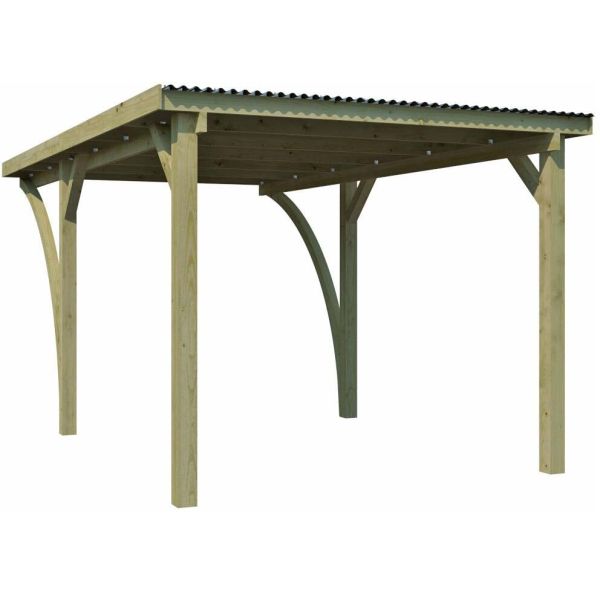 Carport en bois et panneaux ondulés 3x5 m Lido - 5