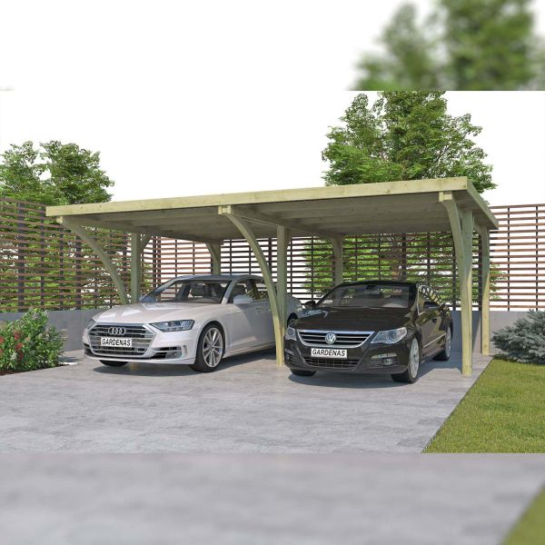 Carport double en bois Basic - GARDENAS