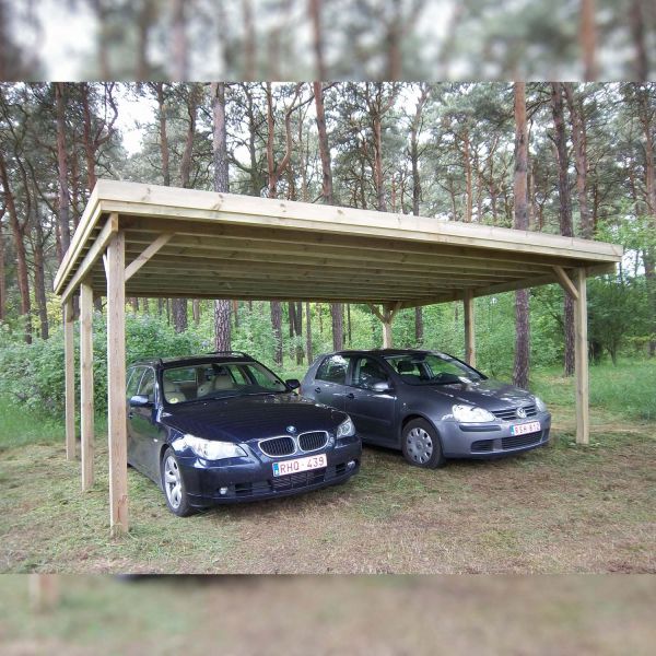 Carport double en bois Basic - GARDENAS