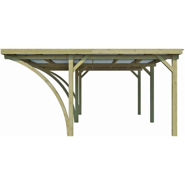 Carport double en bois et panneaux ondulés Capri - 6