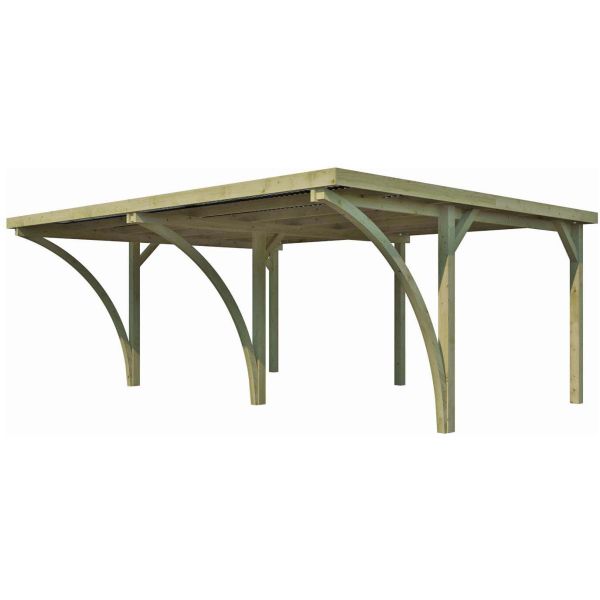 Carport double en bois et panneaux ondulés Capri - 2249