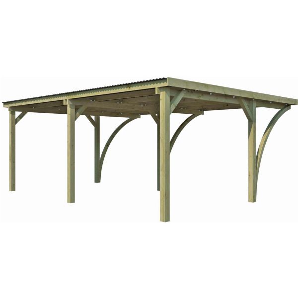 Carport double en bois et panneaux ondulés Capri - 7