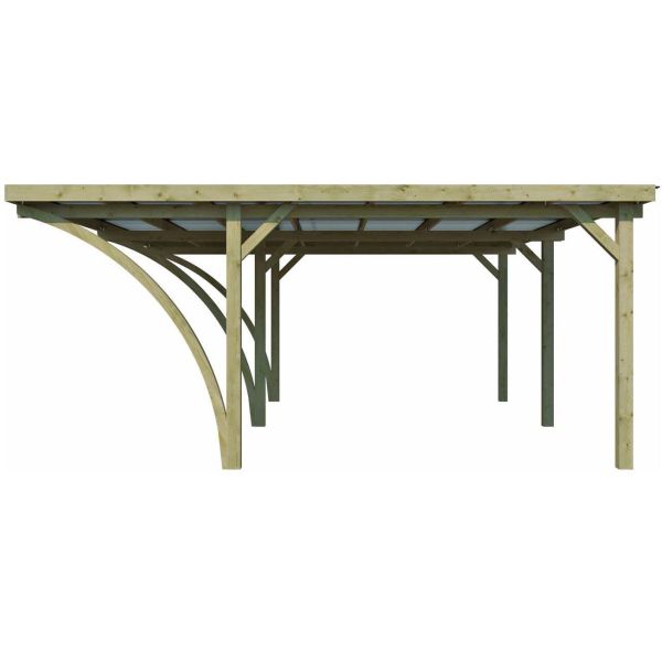 Carport double en bois et panneaux ondulés Capri - 2399