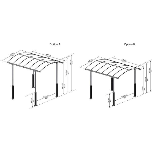 Carport spécial camping-car en aluminium et polycarbonate Alpine - PAA-0423