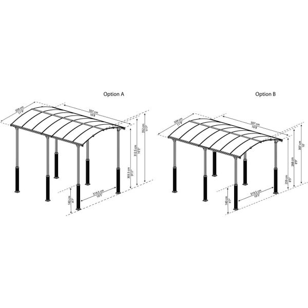 Carport spécial camping-car en aluminium et polycarbonate Alpine - PAA-0424