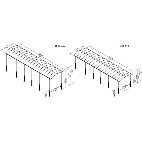 Carport spécial camping-car en aluminium et polycarbonate Alpine - PAA-0428