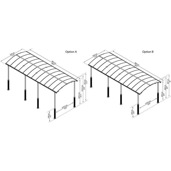 Carport spécial camping-car en aluminium et polycarbonate Alpine - PAA-0426