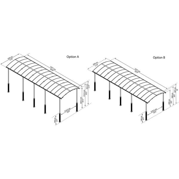 Carport spécial camping-car en aluminium et polycarbonate Alpine - PAA-0427