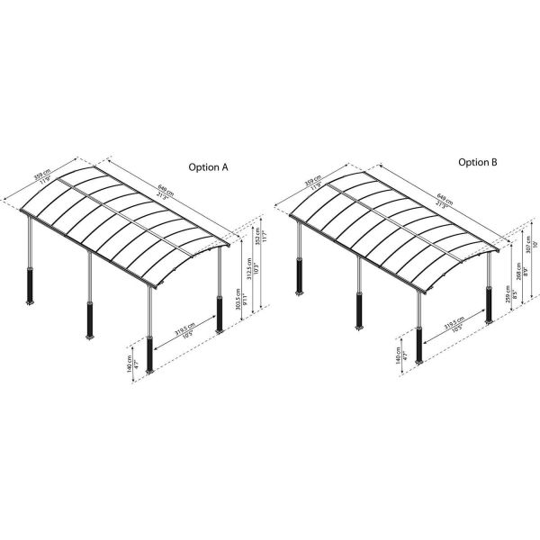 Carport spécial camping-car en aluminium et polycarbonate Alpine - PAA-0425