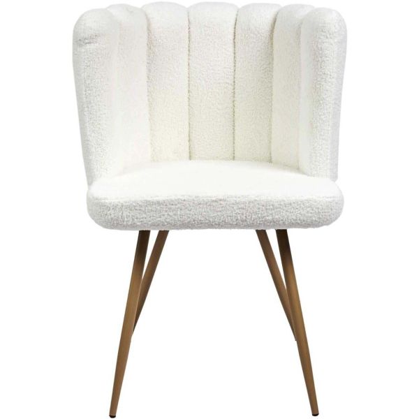 Chaise assise en tissu bouclette blanc Ariel - CMP-4728