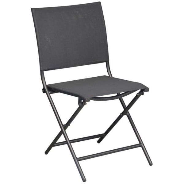 Chaise pliante en acier et toile globe (lot de 6) (gris)