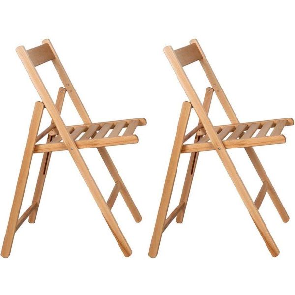 Chaise pliante en bois (Lot de 2)