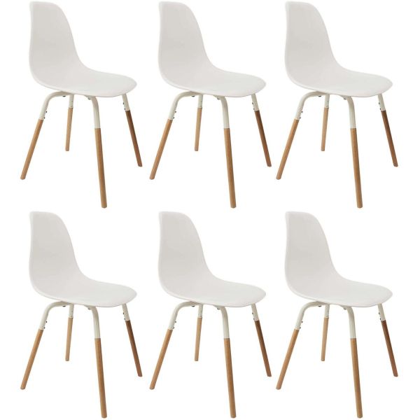 Chaise scandinave pieds métal et bois de hêtre Phenix (Lot de 6)