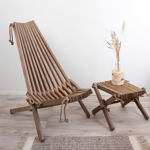 Chilienne en bois EcoChair avec coussin (Lot de 2) - ECOFURN