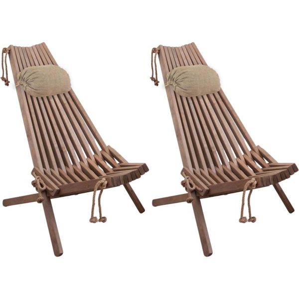 Chilienne en bois EcoChair avec coussin (Lot de 2)