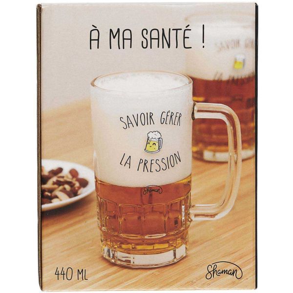 Chope à bière en verre Humour 440 ml - LAC-0338