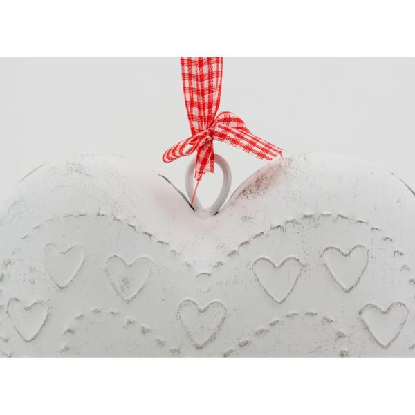 Coeur en métal laqué blanc lacet vichy - AUB-6975