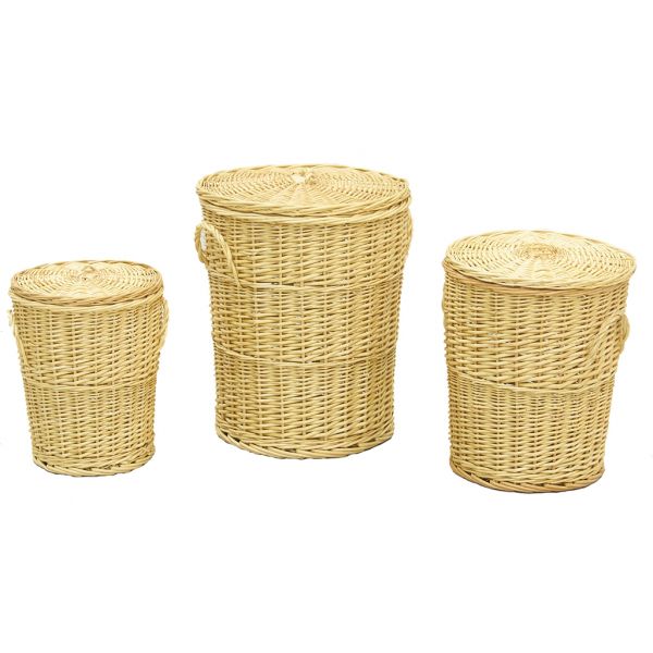 Panières à linge en osier blanc (Lot de 3)