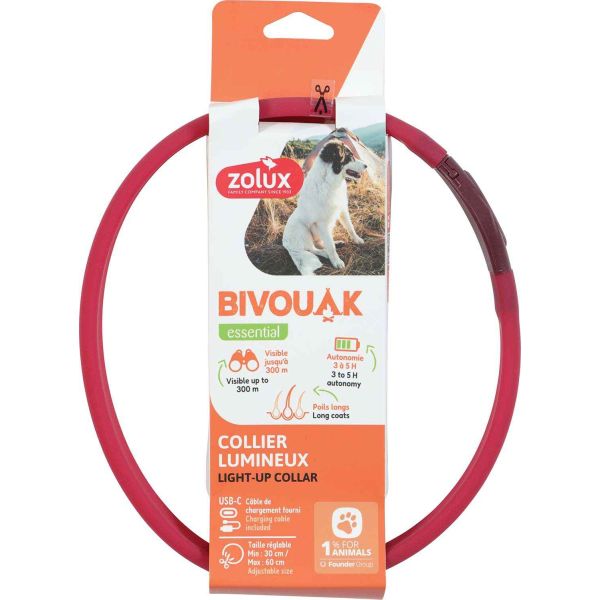 Collier lumineux pour chiens poils longs Bivouak