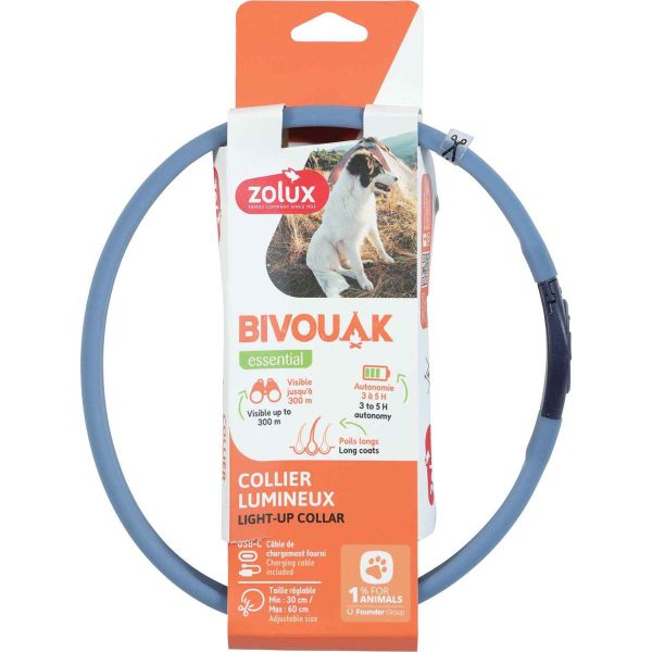 Collier lumineux pour chiens poils longs Bivouak