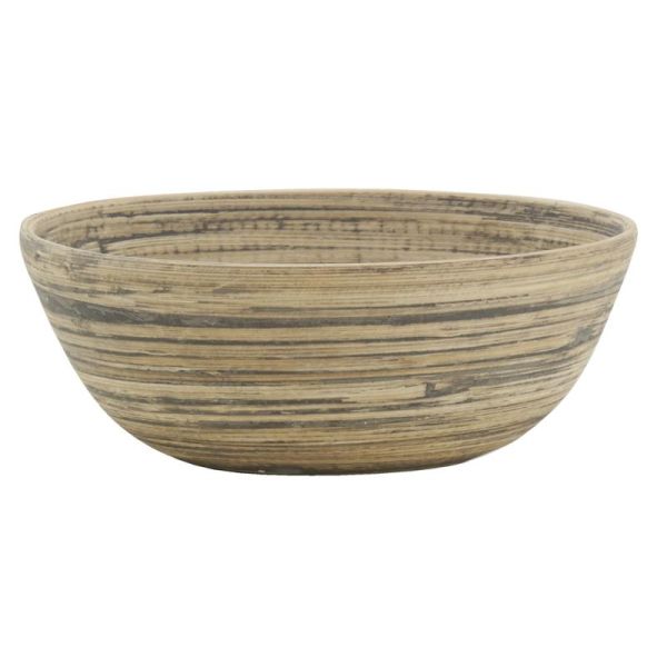 Corbeille ronde en bambou naturel et noir - AUB-6611