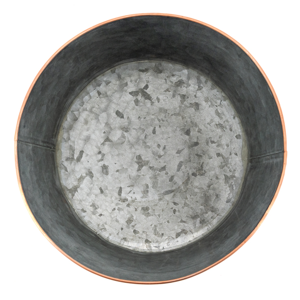 Corbeille ronde en métal patiné gris Hortensia - AUB-2778