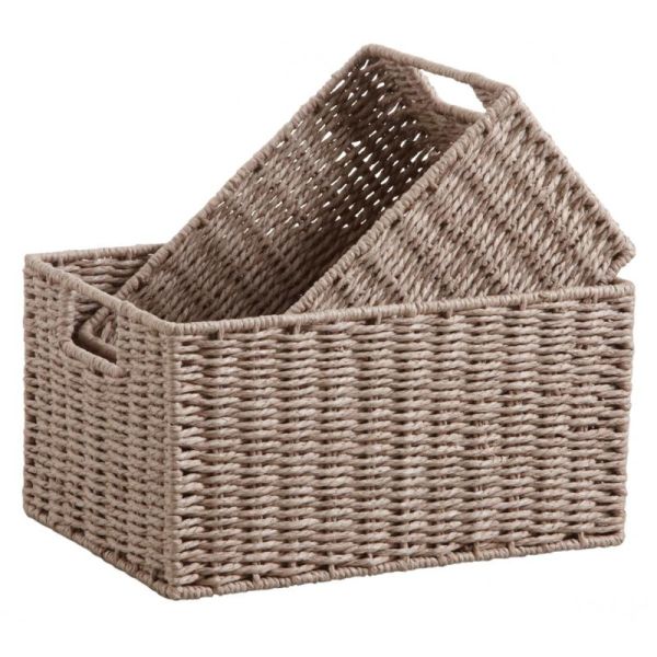 Corbeilles de rangement en papier cordé taupe - AUBRY GASPARD