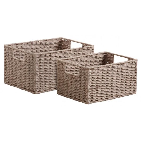 Corbeilles de rangement en papier cordé taupe - AUB-6597