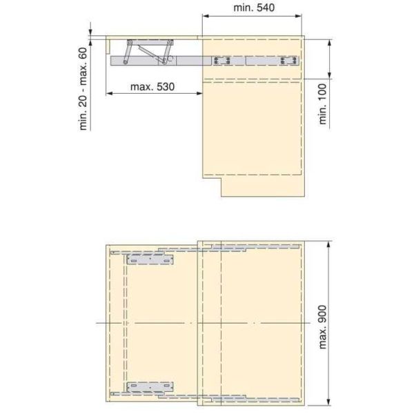 Coulisses pour table extensible et relevable Oplà Top - EMU-0332